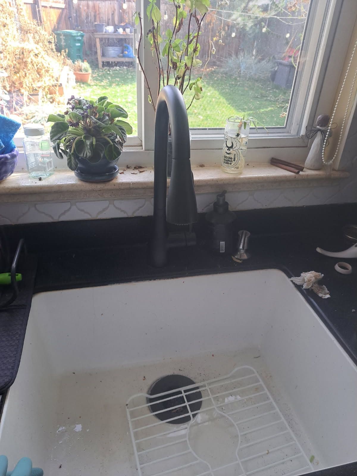 Fresh Kitchen Upgrade with Sleek Black Faucet