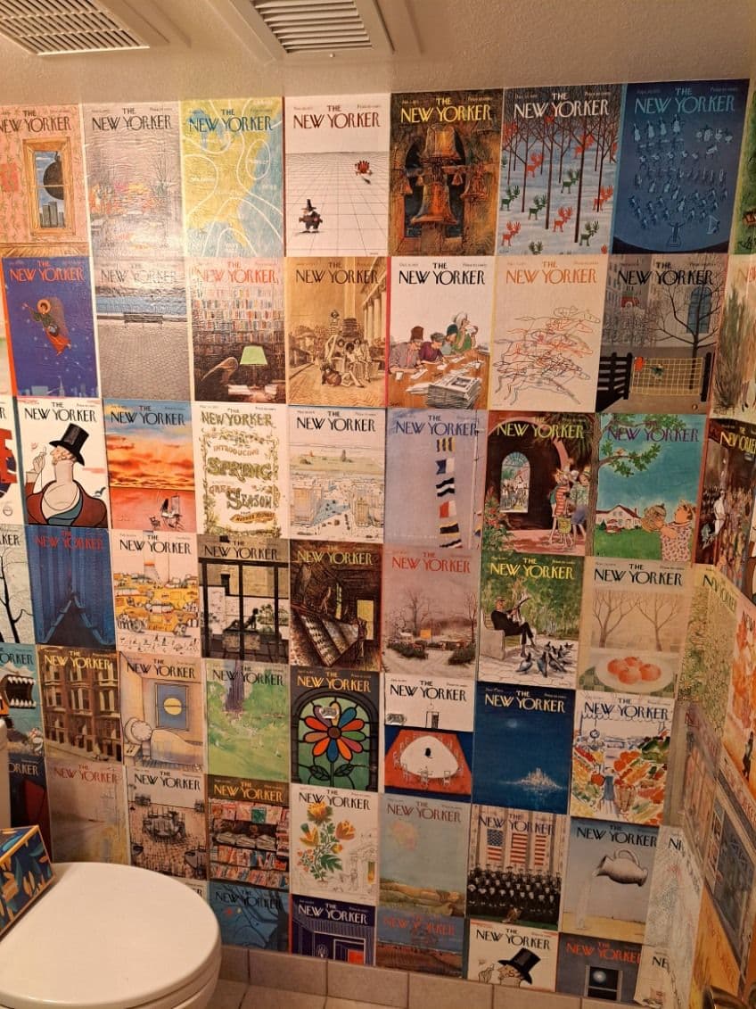 Bathroom Makeover with Retro Magazine Art Decor image