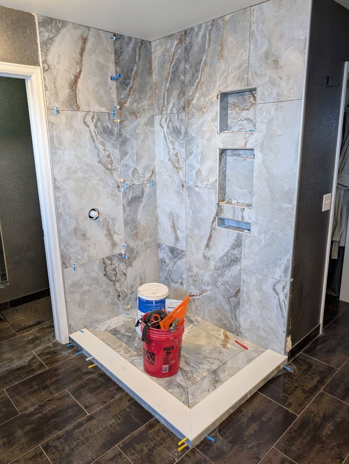 Modern Marble-Look Bathroom Shower Update