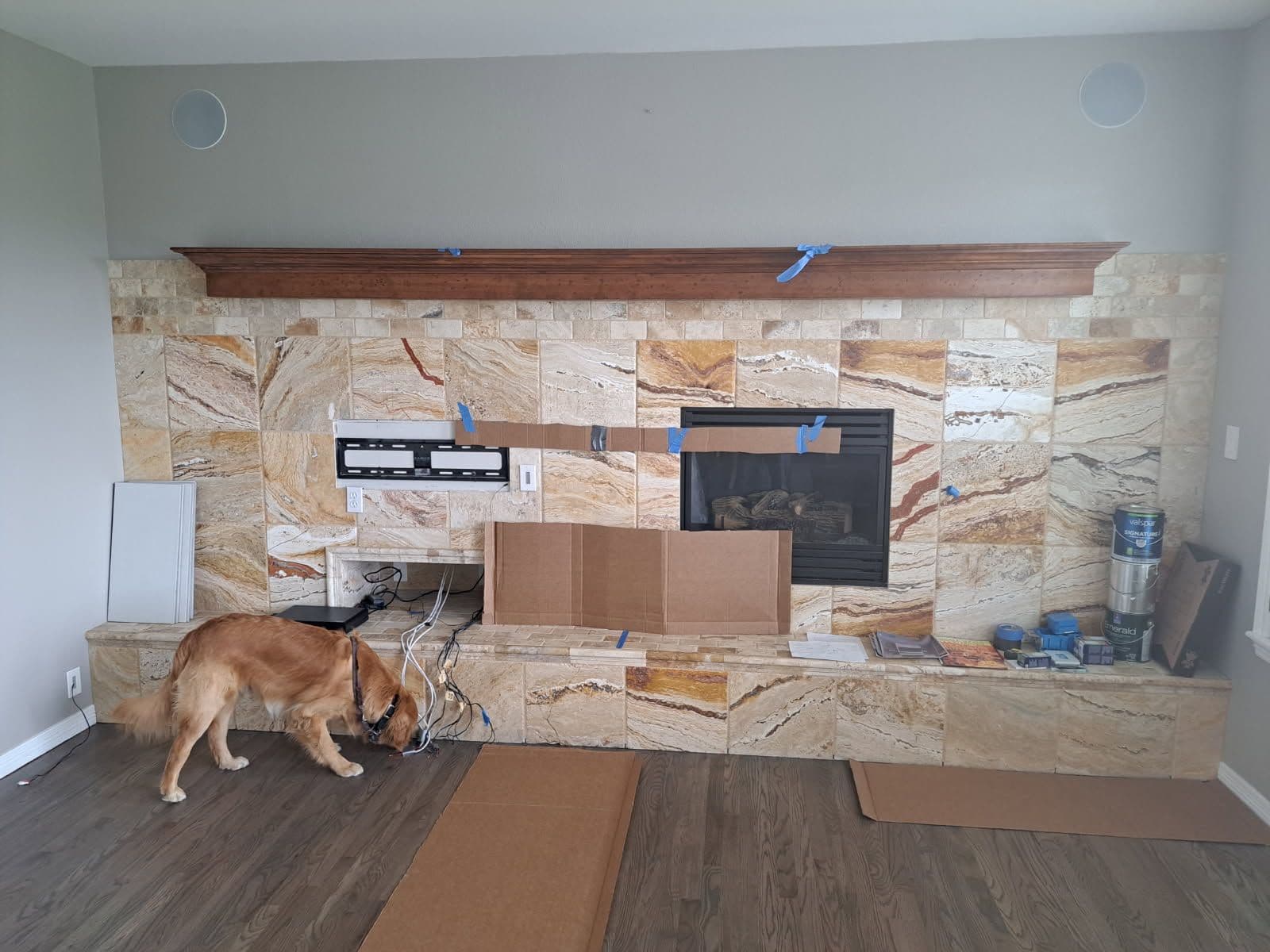 Tiled Elegance Meets Modern Comfort in Fireplace Update image