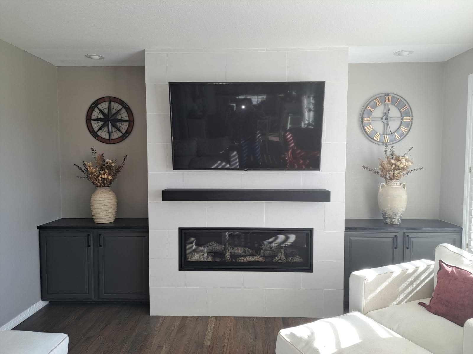 Gallery photos for Tiled Elegance Meets Modern Comfort in Fireplace Update: Image #3